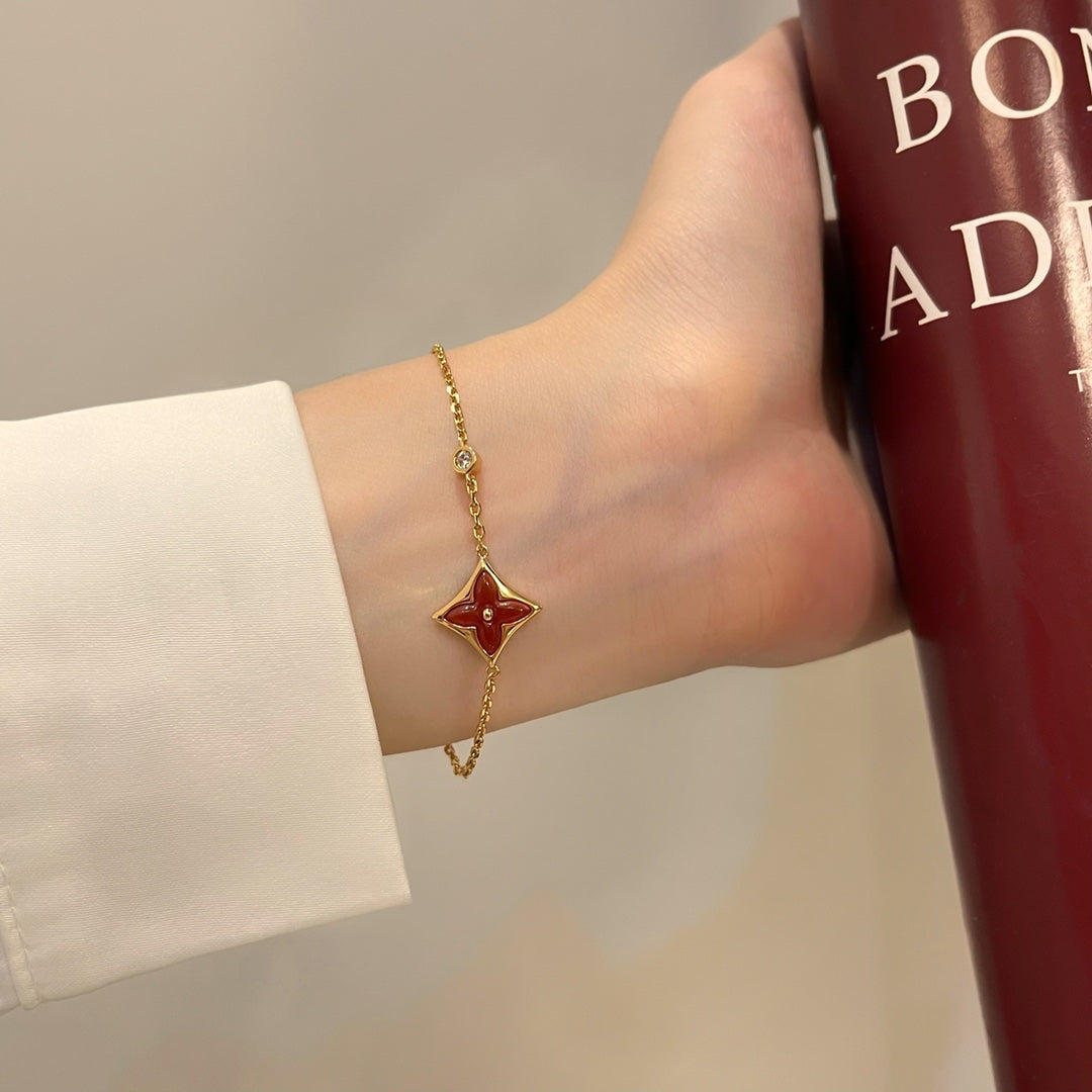 [Cadisa]COLOR STAR CARNELIAN PINK GOLD DIAMOND BRACELET
