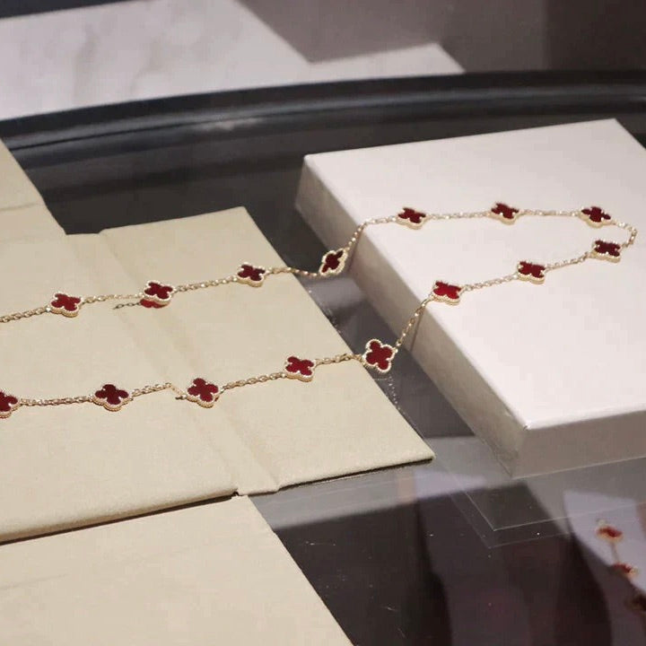 [Cadisa]CLOVER 20 MOTIFS CARNELIAN NECKLACE