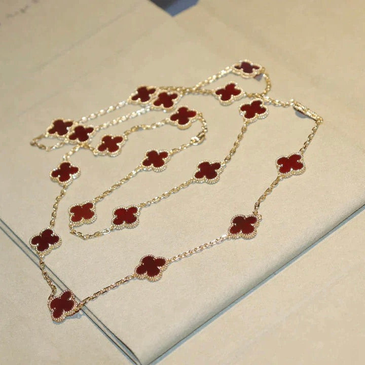 [Cadisa]CLOVER 20 MOTIFS CARNELIAN NECKLACE