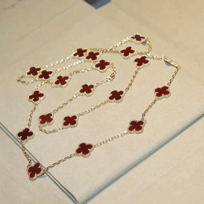 [Cadisa]CLOVER 20 MOTIFS CARNELIAN NECKLACE