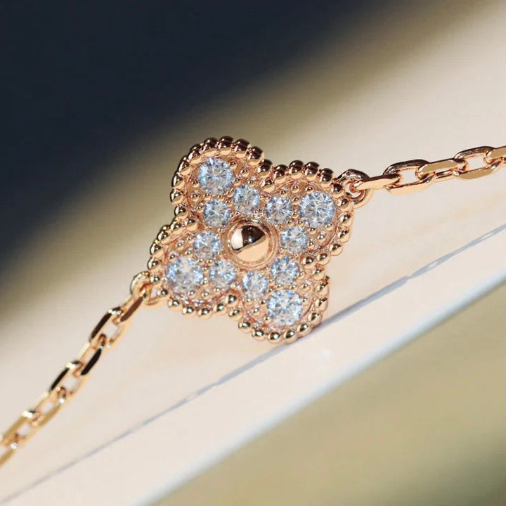 [Cadisa]CLOVER 20 MOTIFS DARK MOP DIAMOND  NECKLACE