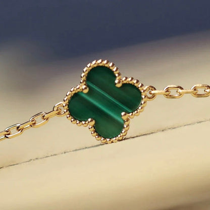 [Cadisa]CLOVER 20 MOTIFS MALACHITE DIAMOND NECKLACE