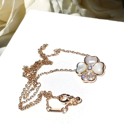 [Cadisa]CLOVER MOP DIAMOND ROSE GOLD NECKLACE