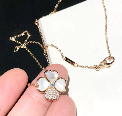 [Cadisa]CLOVER MOP DIAMOND ROSE GOLD NECKLACE
