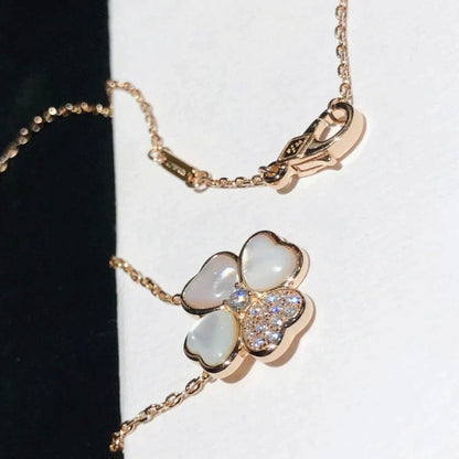 [Cadisa]CLOVER MOP DIAMOND ROSE GOLD NECKLACE