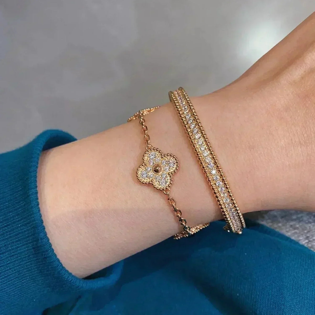 [Cadisa] CLOVER 5 MOTIF FULL DIAMOND BRACELET COLLECTION