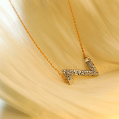 [Cadisa]VOLT SILVER DIAMOND PEDANT NECKLACE