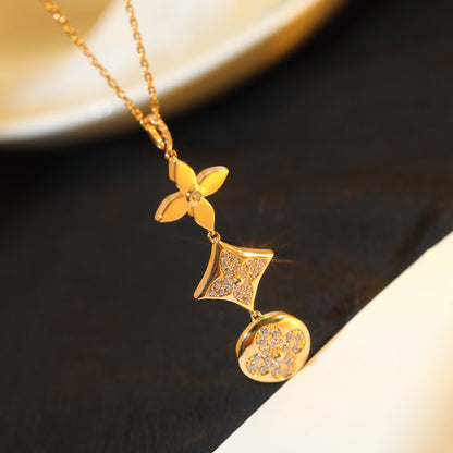 [Cadisa]STAR AND SUN DIAMOND PINK GOLD NECKLACE