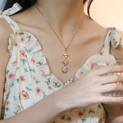 [Cadisa]STAR AND SUN DIAMOND PINK GOLD NECKLACE