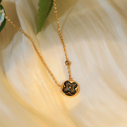 [Cadisa]SUN PEDANT PINK GOLD 1 DIAMOND NECKLACE
