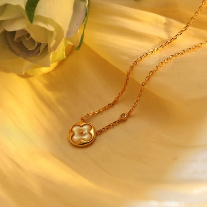 [Cadisa]SUN PEDANT PINK GOLD 1 DIAMOND NECKLACE