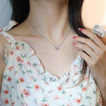 [Cadisa]SUN PEDANT PINK GOLD 1 DIAMOND NECKLACE