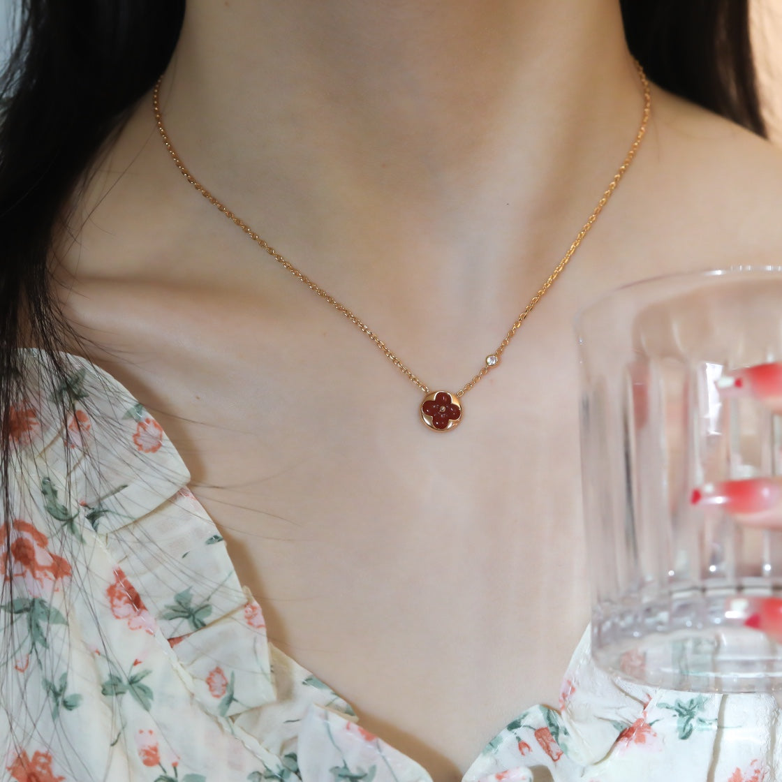 [Cadisa]SUN PEDANT PINK GOLD 1 DIAMOND NECKLACE