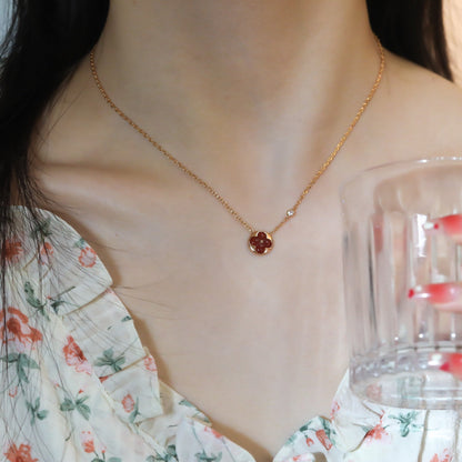 [Cadisa]SUN PEDANT PINK GOLD 1 DIAMOND NECKLACE