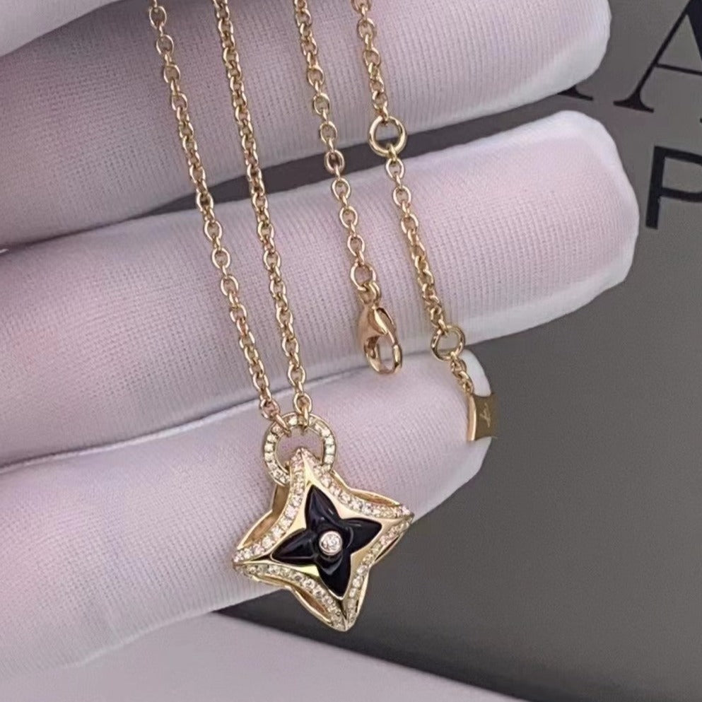 [Cadisa]STAR PEDANT PINK GOLD DIAMOND NECKLACE