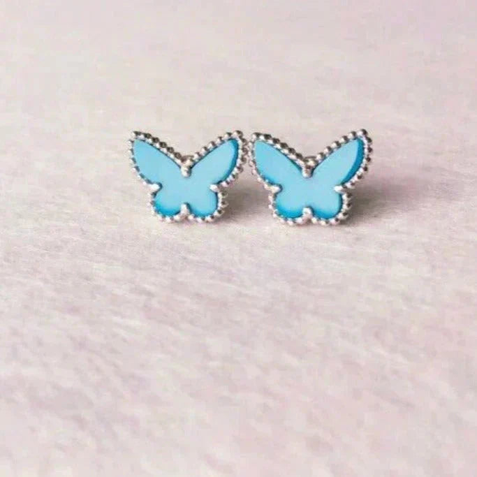 [Cadisa]BUTTERFLY TURQUOISE EARRINGS SILVER