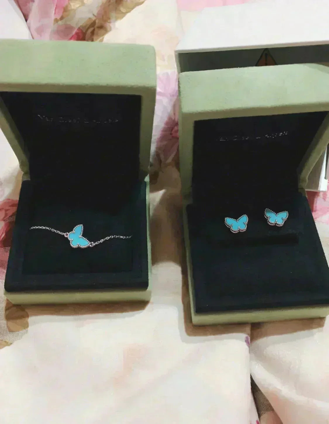 [Cadisa]BUTTERFLY TURQUOISE EARRINGS SILVER