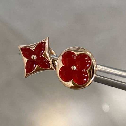 [Cadisa]STAR AND SUN PINK GOLD CARNELIAN STUD EARRINGS