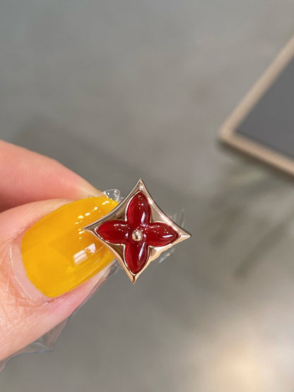 [Cadisa]STAR AND SUN PINK GOLD CARNELIAN STUD EARRINGS