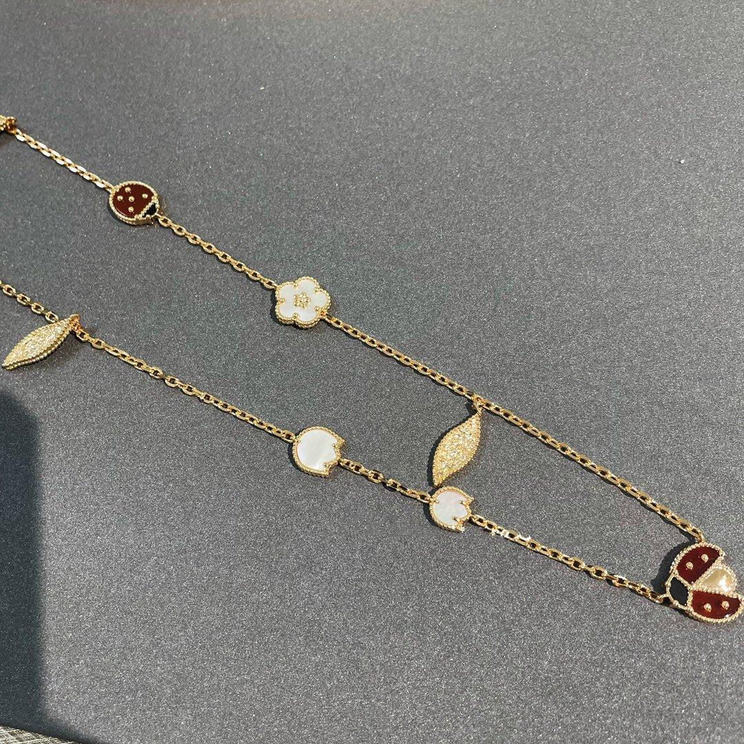 [Cadisa]LUCKY SPRING 15 MOTIFS GOLD NECKLACE