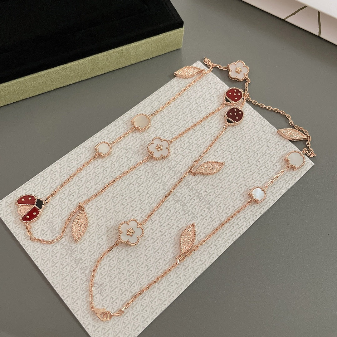 [Cadisa]LUCKY SPRING 15 MOTIFS ROSE GOLD NECKLACE