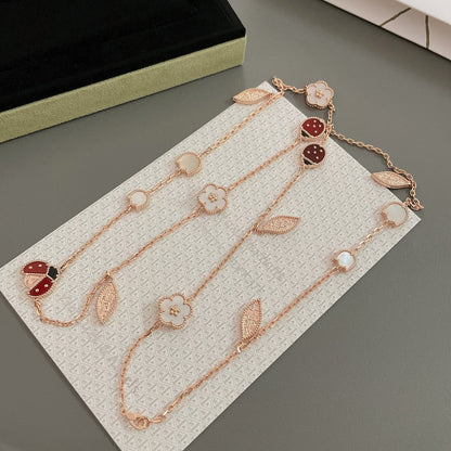 [Cadisa]LUCKY SPRING 15 MOTIFS ROSE GOLD NECKLACE