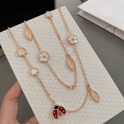 [Cadisa]LUCKY SPRING 15 MOTIFS ROSE GOLD NECKLACE
