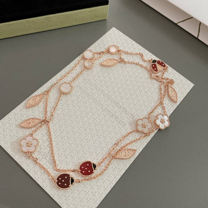 [Cadisa]LUCKY SPRING 15 MOTIFS ROSE GOLD NECKLACE