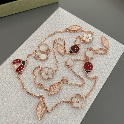 [Cadisa]LUCKY SPRING 15 MOTIFS ROSE GOLD NECKLACE