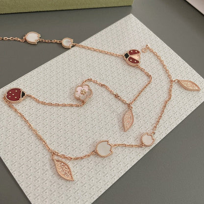 [Cadisa]LUCKY SPRING 15 MOTIFS ROSE GOLD NECKLACE