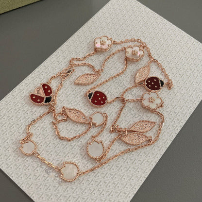 [Cadisa]LUCKY SPRING 15 MOTIFS ROSE GOLD NECKLACE