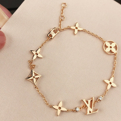 [Cadisa]STAR AND SUN 7 MOTIFS GOLD BRACELET