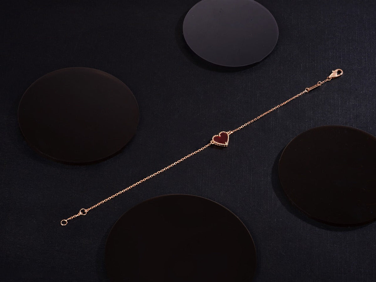 [Cadisa]HEART CARNELIAN PINK GOLD BRACELET