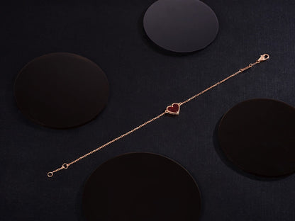 [Cadisa]HEART CARNELIAN PINK GOLD BRACELET