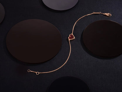 [Cadisa]HEART CARNELIAN PINK GOLD BRACELET