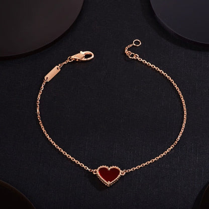 [Cadisa]HEART CARNELIAN PINK GOLD BRACELET
