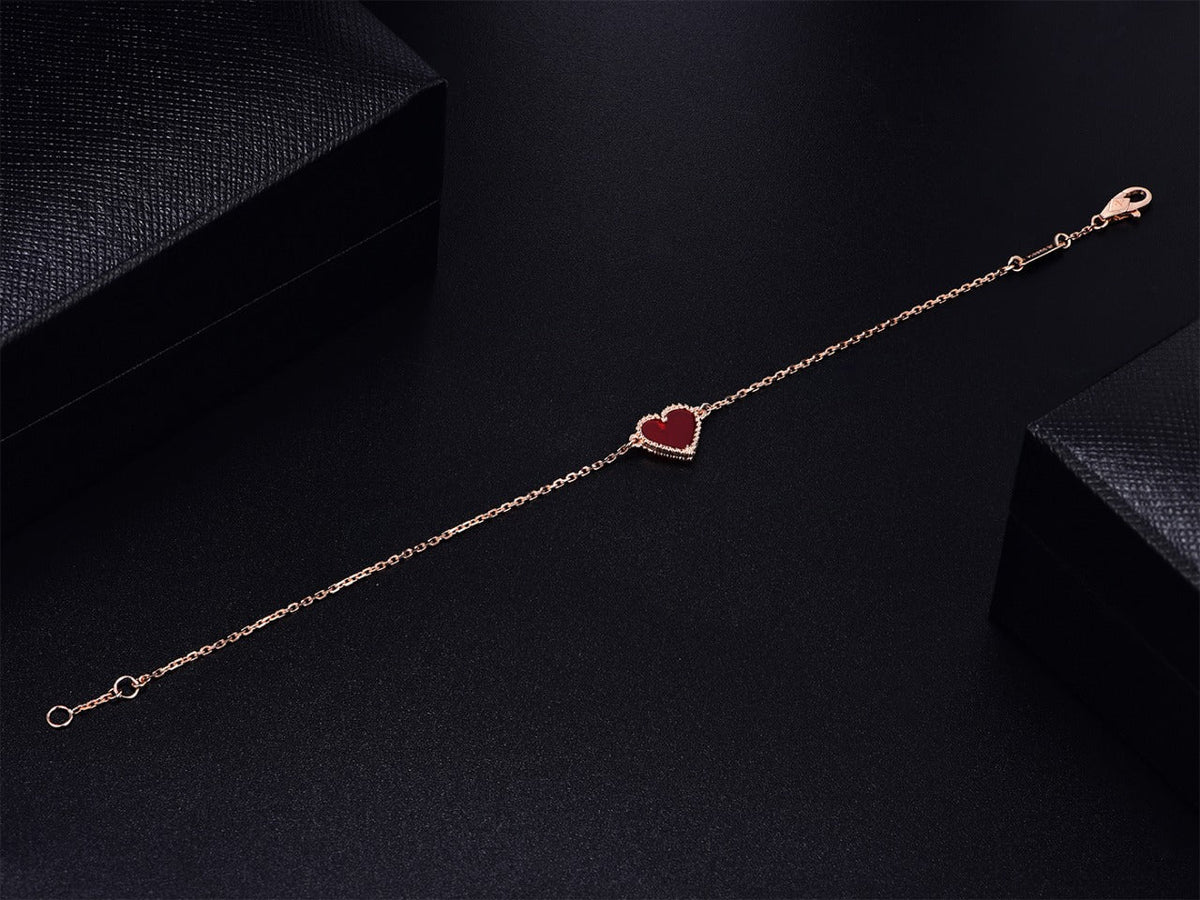 [Cadisa]HEART CARNELIAN PINK GOLD BRACELET