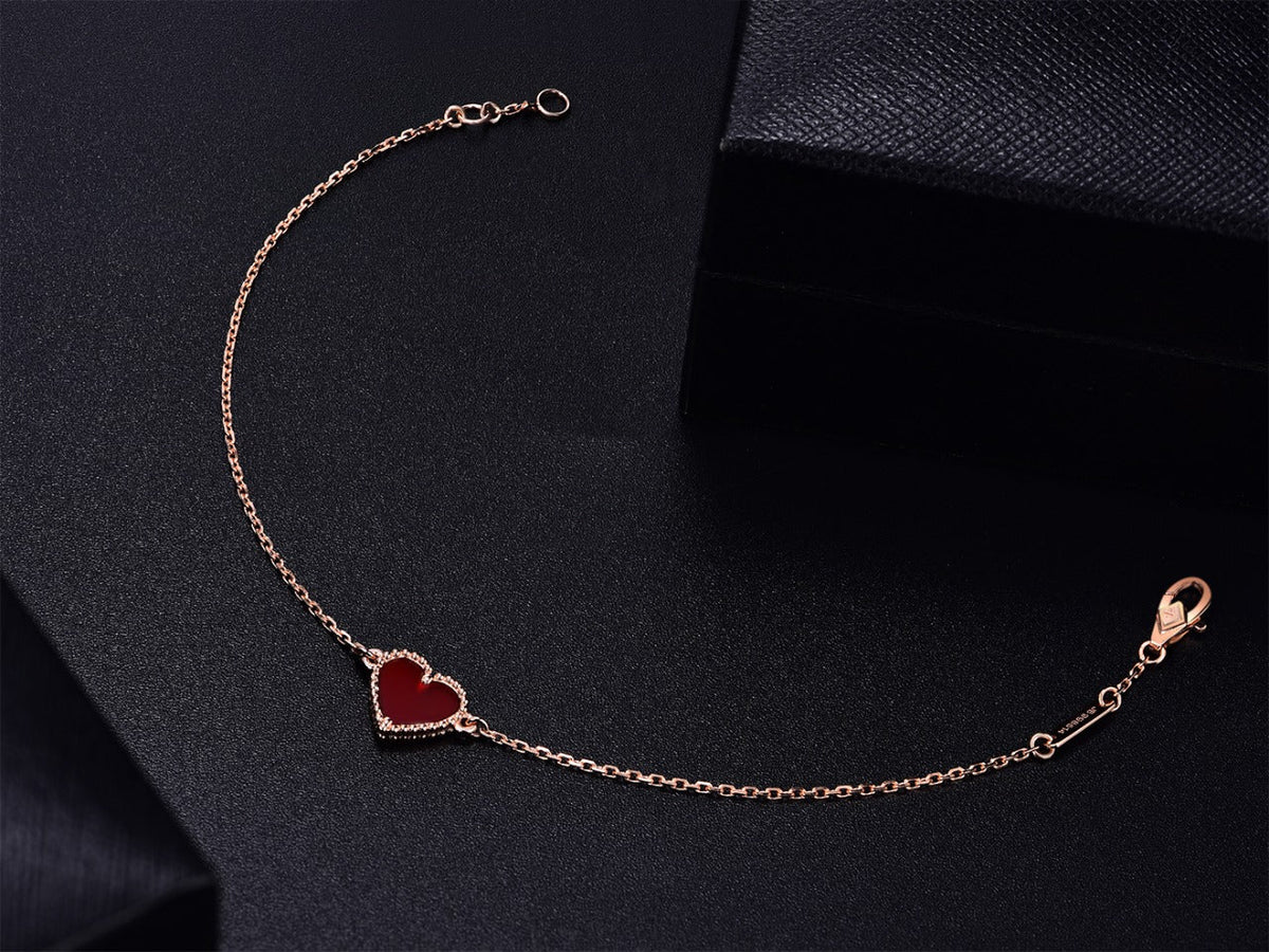 [Cadisa]HEART CARNELIAN PINK GOLD BRACELET