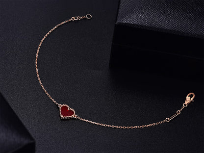 [Cadisa]HEART CARNELIAN PINK GOLD BRACELET