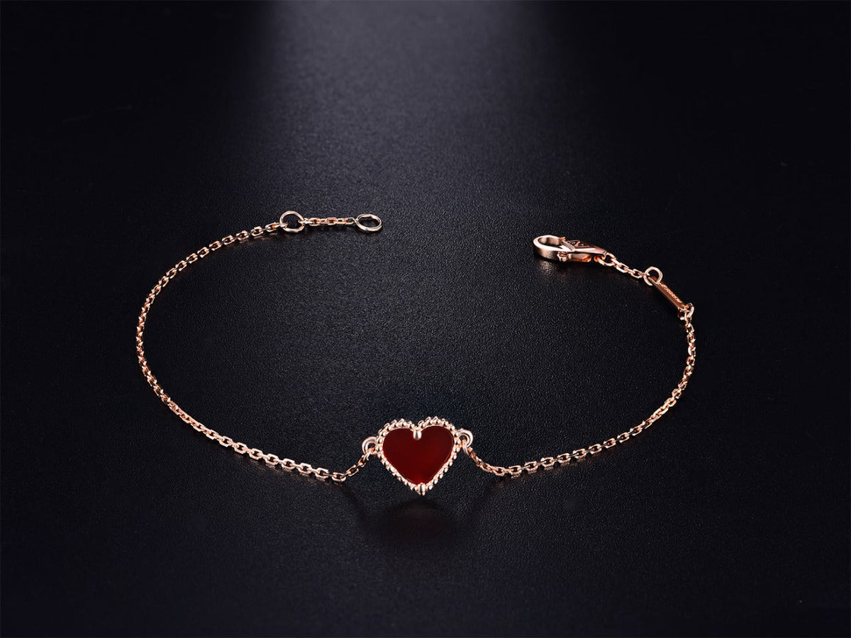 [Cadisa]HEART CARNELIAN PINK GOLD BRACELET