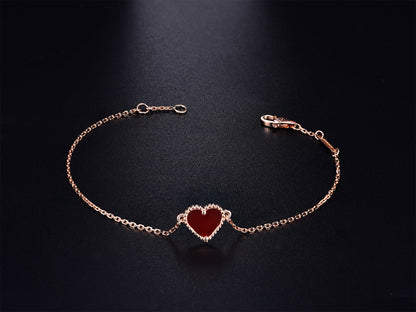 [Cadisa]HEART CARNELIAN PINK GOLD BRACELET