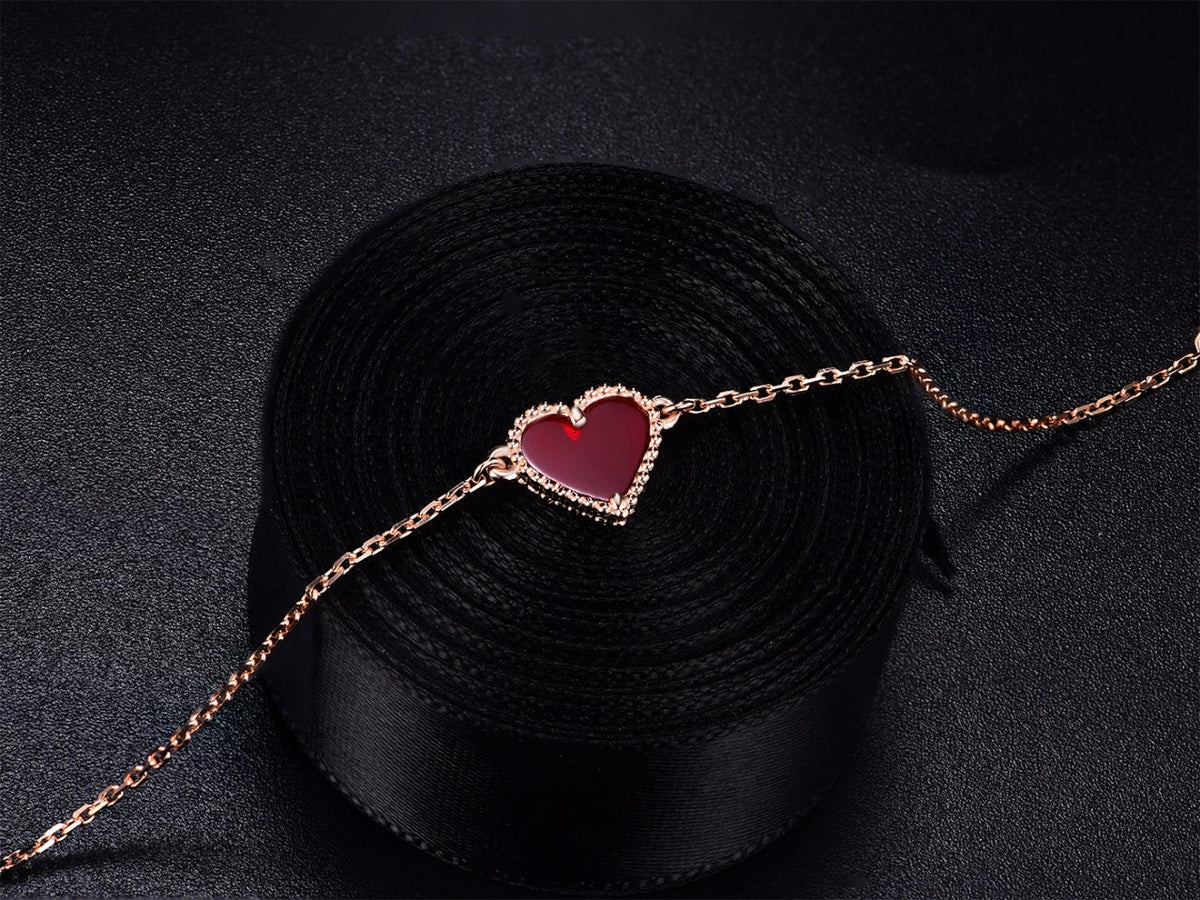 [Cadisa]HEART CARNELIAN PINK GOLD BRACELET