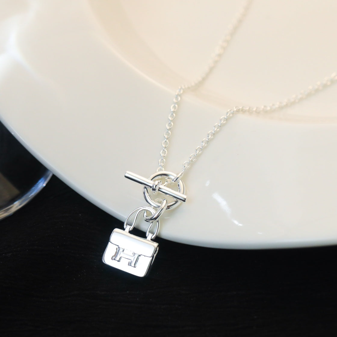 [Cadisa]POP H PEDANT SILVER NECKLACE