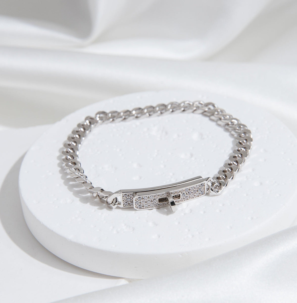 [Cadisa]KELLY CHAIN SILVER DIAMOND BRACELET