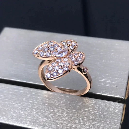 [Cadisa]BUTTERFLY PINK GOLD DIAMOND RING
