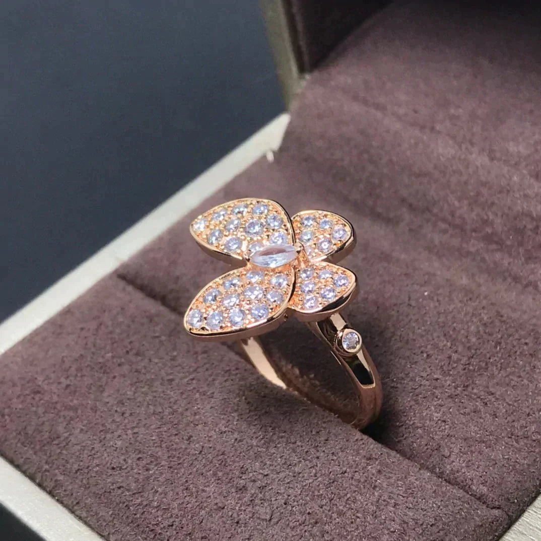 [Cadisa]BUTTERFLY PINK GOLD DIAMOND RING