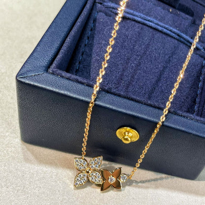 [Cadisa]STAR BLOSSOM NECKLACE PINK GOLD DIAMONDS
