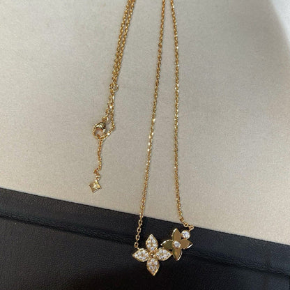 [Cadisa]STAR BLOSSOM NECKLACE PINK GOLD DIAMONDS