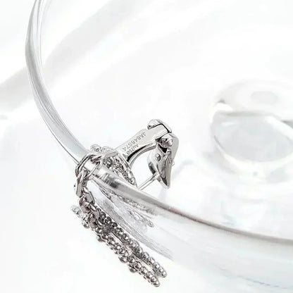[Cadisa]CLOVER 2 MOTIFS  DIAMOND ONYX EARRINGS SILVER