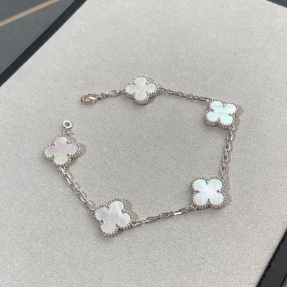 [Cadisa]CLOVER WHITE PEARL MOP 5 MOTIF BRACELET COLLECTION